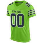 Personalized Green Navy-White Mesh Authentic Football Jersey for Fans Personalized Neon Green Navy-White Mesh Authentic Football