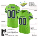 Custom Football Jersey with Personalized Name and Number - Neon Green Navy-White Mesh Authentic Design Personalized Neon