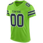 Custom Football Jersey with Personalized Name and Number - Neon Green Navy-White Mesh Authentic Design Personalized Neon