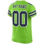 Custom Football Jersey with Personalized Name and Number - Neon Green Navy-White Mesh Authentic Design Personalized Neon