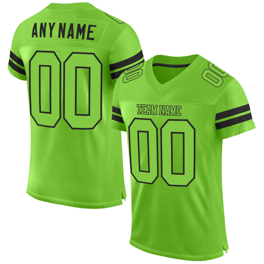 Custom Neon Green Football Jersey with Black Mesh - Personalized Team Name and Number Personalized Neon Green Neon Green-Black