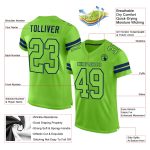 Customizable Neon Green Navy Mesh Football Jersey with Personalized Name and Number Personalized Neon Green Neon Green-Navy