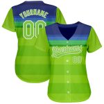 Custom 3D Pattern Baseball Jersey with Personalized Name & Number, Neon Green-Royal Design Personalized Neon Green Neon Green-Royal