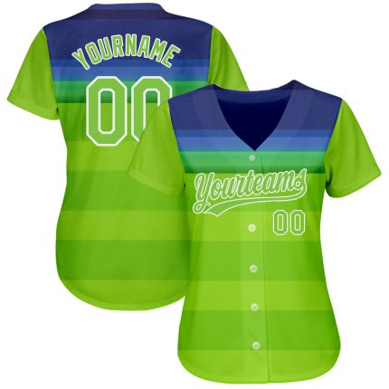 Custom 3D Pattern Baseball Jersey with Personalized Name & Number, Neon Green-Royal Design Personalized Neon Green Neon Green-Royal