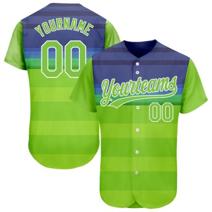 Custom 3D Pattern Baseball Jersey with Personalized Name & Number, Neon Green-Royal Design Personalized Neon Green Neon Green-Royal