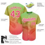 Custom Name and Number Hawaii Palm Leaves Baseball Jersey 3D Pattern Neon Green Pink White Design Personalized Neon Green