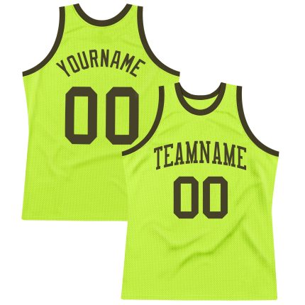 Custom Neon Green Olive Basketball Jersey with Personalized Name and Number - Authentic Throwback Design Personalized Neon