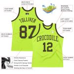 Custom Neon Green Olive Basketball Jersey with Personalized Name and Number - Authentic Throwback Design Personalized Neon