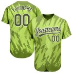 Custom Name and Number Baseball Jersey - Personalized Neon Green Olive-White 3D Pattern Design Personalized Neon Green Olive-White