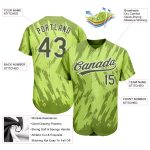 Custom Name and Number Baseball Jersey - Personalized Neon Green Olive-White 3D Pattern Design Personalized Neon Green Olive-White