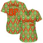 Custom Team Baseball Jersey with Neon Green Orange-Black 3D Design, Personalized Name and Number Personalized Neon Green