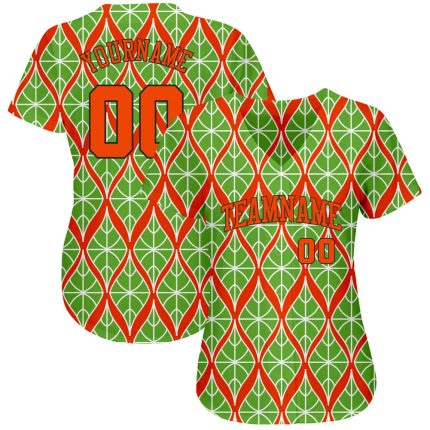 Custom Team Baseball Jersey with Neon Green Orange-Black 3D Design, Personalized Name and Number Personalized Neon Green