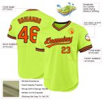 Custom Name and Number Personalized Neon Green and Orange-Black Baseball Jersey - Authentic Throwback Team Apparel Personalized