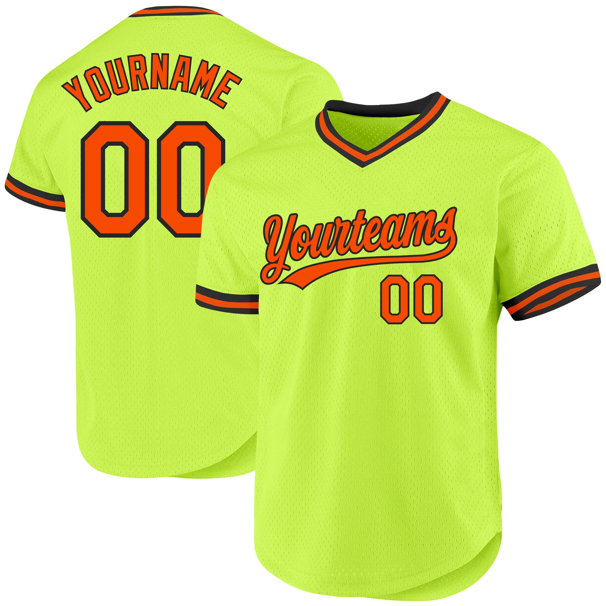 Custom Name and Number Personalized Neon Green and Orange-Black Baseball Jersey - Authentic Throwback Team Apparel Personalized