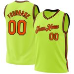 Custom Name Number Personalized Authentic Throwback Basketball Jersey in Neon Green Orange Black Personalized Neon Green