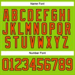 Custom Team Jersey with Personalized Name & Number in Neon Green, Orange & Black Hockey Lace Design Personalized Neon Green
