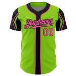 Custom Name and Number Baseball Jersey in Neon Green, Pink, Black - Personalized 3-Color Arm Shapes Design Personalized Neon