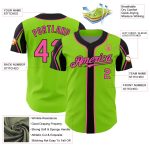 Custom Name and Number Baseball Jersey in Neon Green, Pink, Black - Personalized 3-Color Arm Shapes Design Personalized Neon