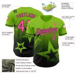 Custom Name and Number Neon Gradient Twinkle Star Baseball Jersey - Personalized 3D Pattern Design in Green, Pink, and Black