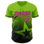 Custom Name and Number Neon Gradient Twinkle Star Baseball Jersey - Personalized 3D Pattern Design in Green, Pink, and Black