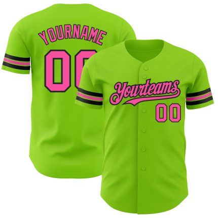 Personalized Neon Pink Green Baseball Jersey - Authentic Custom Sports Apparel Personalized Neon Green Pink-Black Authentic