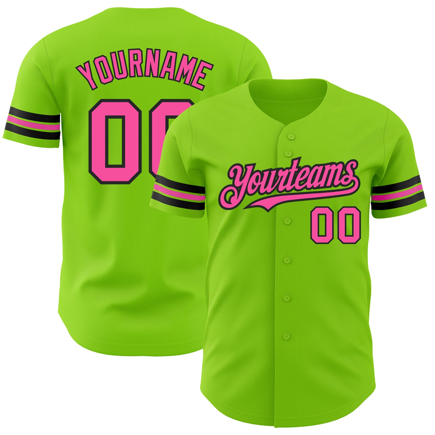 Personalized Neon Pink Green Baseball Jersey - Authentic Custom Sports Apparel Personalized Neon Green Pink-Black Authentic