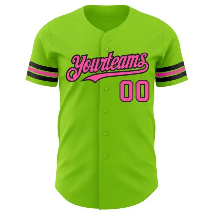 Personalized Neon Pink Green Baseball Jersey - Authentic Custom Sports Apparel Personalized Neon Green Pink-Black Authentic