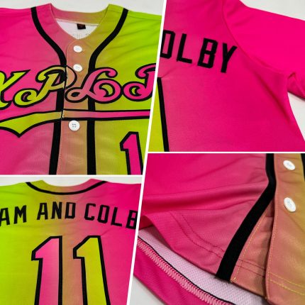 Custom Name and Number Neon Gradient Baseball Jersey - Pink Green Black Fashion Style Authentic Personalized Neon Green Pink-Black