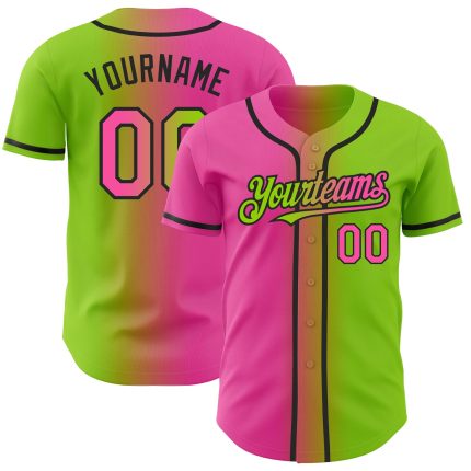 Custom Name and Number Neon Gradient Baseball Jersey - Pink Green Black Fashion Style Authentic Personalized Neon Green Pink-Black