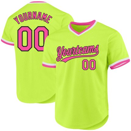 Custom Authentic Throwback Baseball Jersey - Personalized Neon Green Pink Black with Name and Number Personalized Neon Green