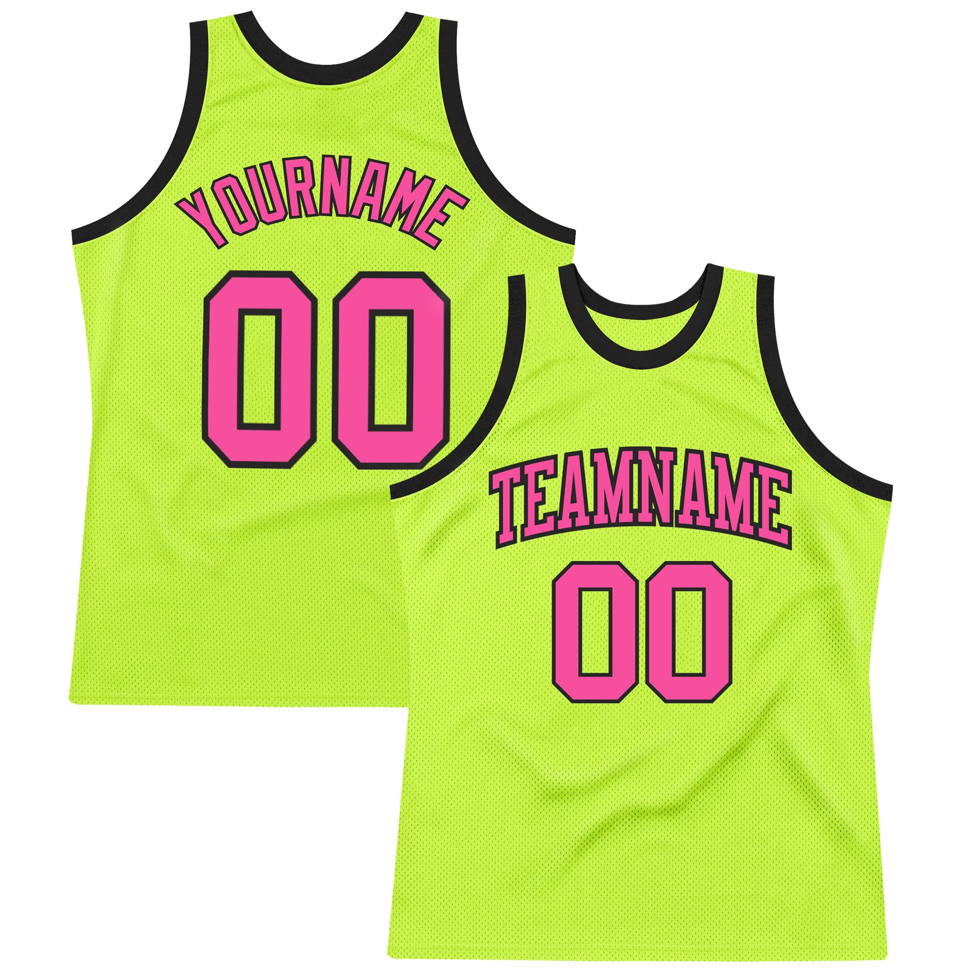 Custom Name Number Personalized Basketball Jersey Neon Green Pink Black Authentic Throwback Personalized Neon Green Pink-Black