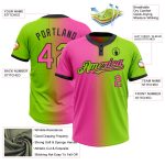 Custom Neon Green Pink-Black Gradient Softball Jersey Unisex Two-Button with Team Name and Number Personalized Neon Green