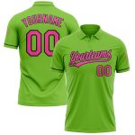 Custom Team Name Number Vapor Polo Shirt in Neon Green Pink-Black Performance Golf Apparel Personalized Neon Green Pink-Black