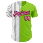 Custom Name Number Baseball Jersey - Personalized Neon Green Pink Black Pinstripe Fashion Style Personalized Neon Green Pink-Black