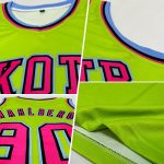 Custom Team Basketball Jersey with Personalized Name and Number in Neon Green, Pink, and Light Blue Personalized Neon Green