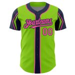 Custom Name and Number Personalized Baseball Jersey in Neon Green, Pink & Navy - Authentic Team Jersey with Arm Shapes Personalized