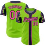 Custom Name and Number Personalized Baseball Jersey in Neon Green, Pink & Navy - Authentic Team Jersey with Arm Shapes Personalized
