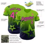 Custom Name & Number Authentic Baseball Jersey - Personalized Neon Green Pink Navy 3D Twinkle Star Gradient Design Personalized
