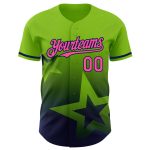Custom Name & Number Authentic Baseball Jersey - Personalized Neon Green Pink Navy 3D Twinkle Star Gradient Design Personalized