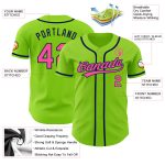 Personalized Authentic Baseball Jersey in Neon Green Pink and Navy Personalized Neon Green Pink-Navy Authentic Baseball Jersey