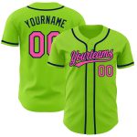 Personalized Authentic Baseball Jersey in Neon Green Pink and Navy Personalized Neon Green Pink-Navy Authentic Baseball Jersey