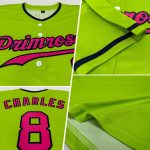 Custom Neon Green Pink-Navy Baseball Jersey with Personalized Name and Number - Authentic Team Apparel Personalized Neon