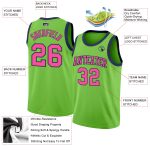 Custom Personalized Basketball Jersey Neon Green Pink-Navy with Name and Number Personalized Neon Green Pink-Navy Authentic