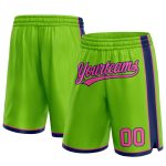 Custom Neon Green Pink Navy Basketball Shorts with Team Name and Number - Personalized Athletic Gear Personalized Neon Green