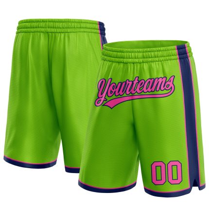 Custom Neon Green Pink Navy Basketball Shorts with Team Name and Number - Personalized Athletic Gear Personalized Neon Green