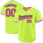 Custom Personalized Neon Green Pink-Navy Baseball Jersey with Team Name and Number - Authentic Throwback Style Personalized