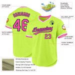Custom Personalized Neon Green Pink-Navy Baseball Jersey with Team Name and Number - Authentic Throwback Style Personalized