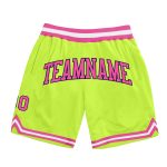Custom Neon Green Pink Navy Basketball Shorts with Personalized Name and Number - Authentic Throwback Style Personalized