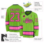 Custom Name and Number Hockey Jersey - Personalized Neon Green Pink-Navy Design Personalized Neon Green Pink-Navy Hockey