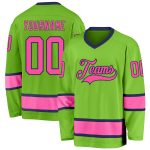 Custom Name and Number Hockey Jersey - Personalized Neon Green Pink-Navy Design Personalized Neon Green Pink-Navy Hockey